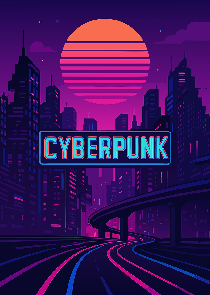 Cyberpunk Cityscape with Retro Sun