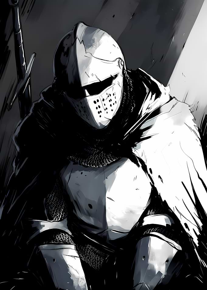 Monochrome Knight Illustration