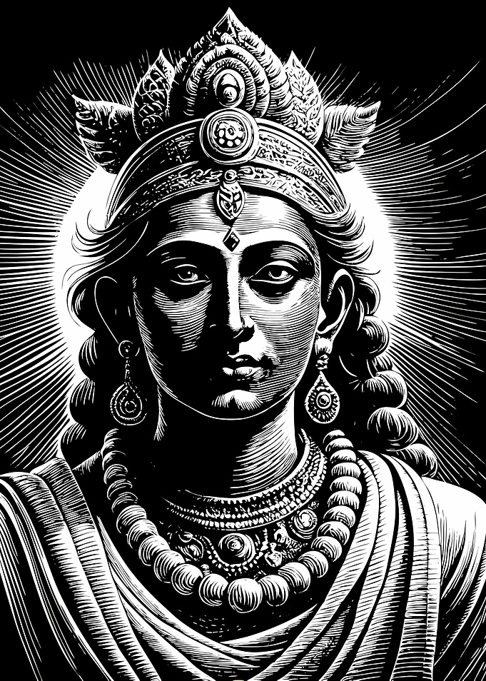 Monochrome Portrait of a Deity