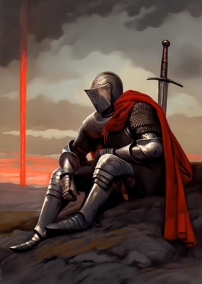 Resting Knight with Sword and Cape