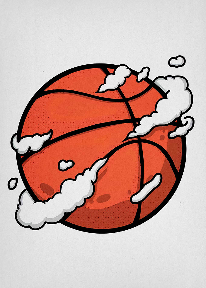 Basketball in the Clouds Illustration