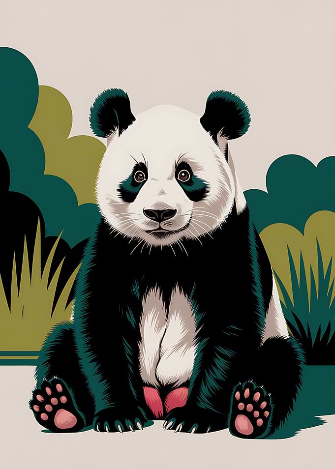 Stylized Panda Portrait Pop Art