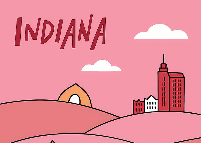 Indiana Cartoon Landscape Pink