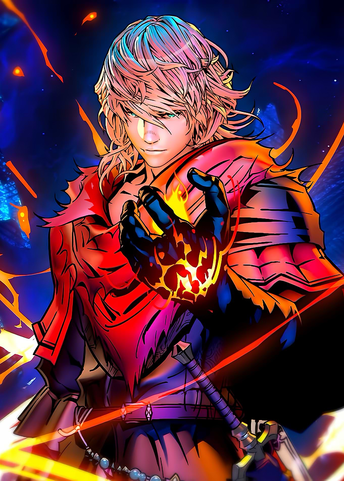 Anime Warrior with Fire Magic
