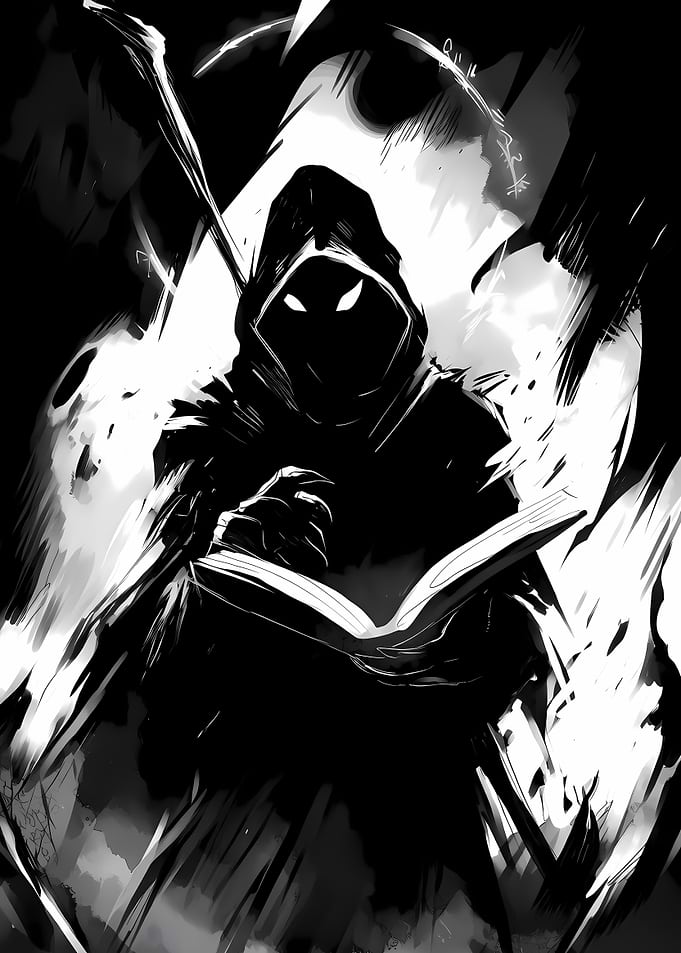 Grim Reaper Reading a Book