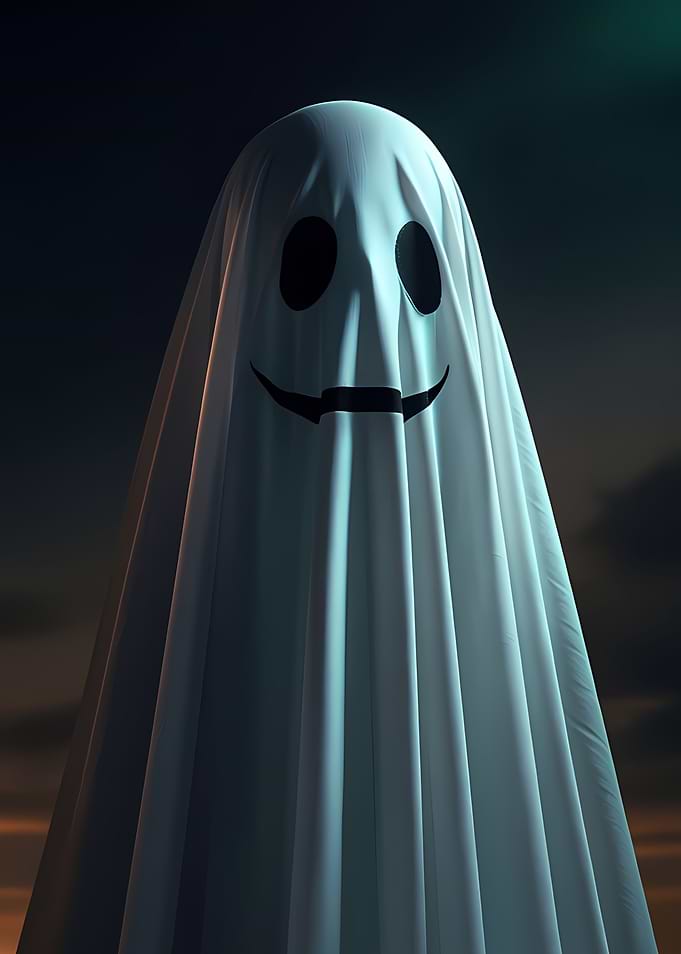Friendly Ghost in White Sheet Costume