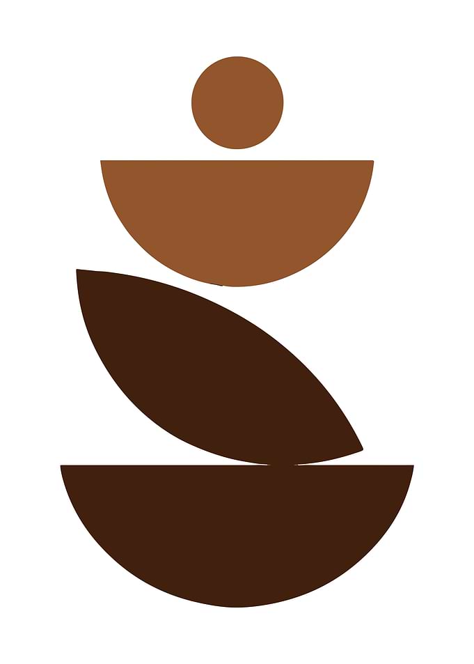 Abstract Brown Geometric Shapes on White