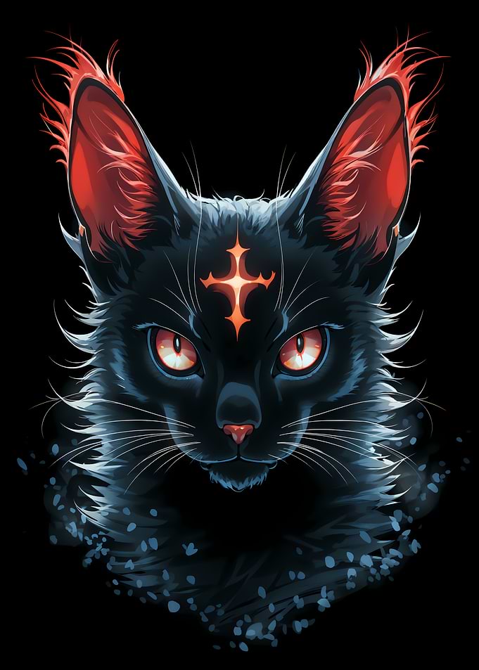 Mystical Black Cat Portrait