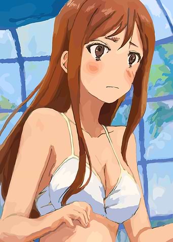 Anime Girl in White Bikini Top