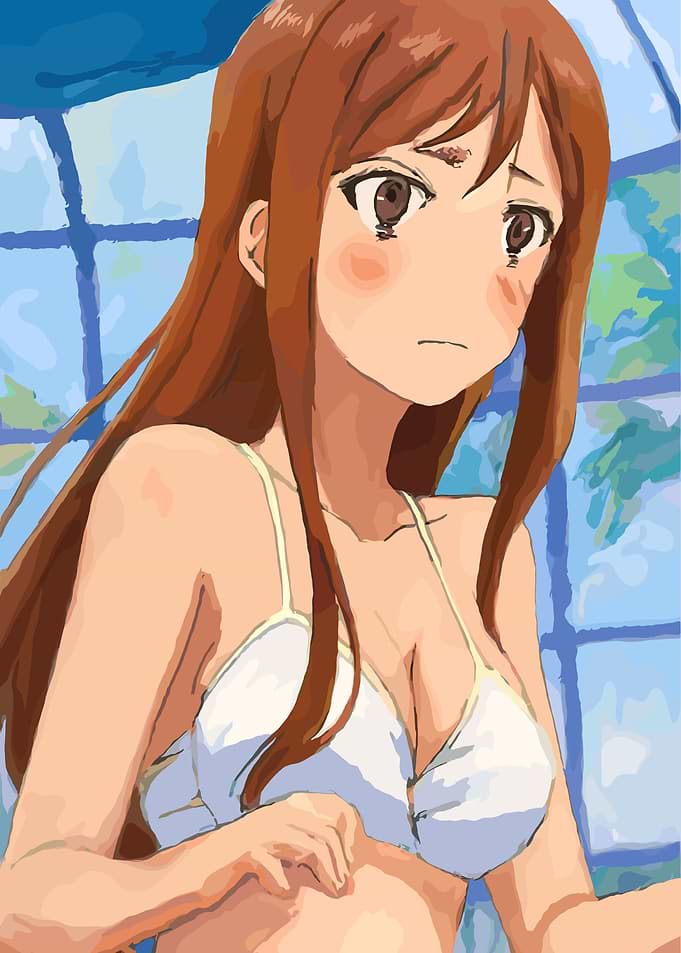 Anime Girl in White Bikini Top
