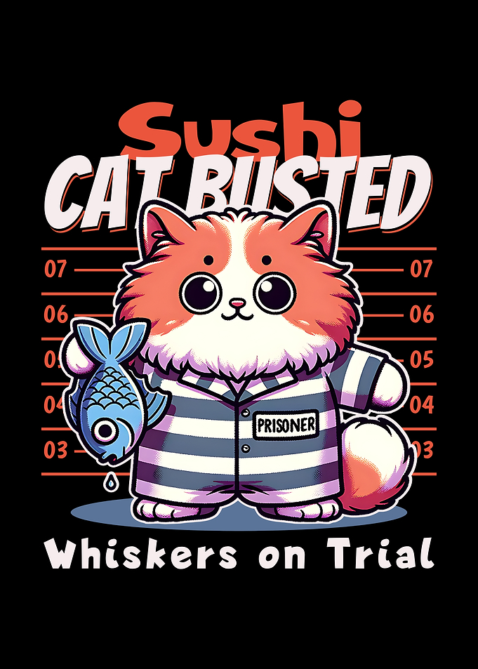 Cute Fluffy Sushi Cat Busted