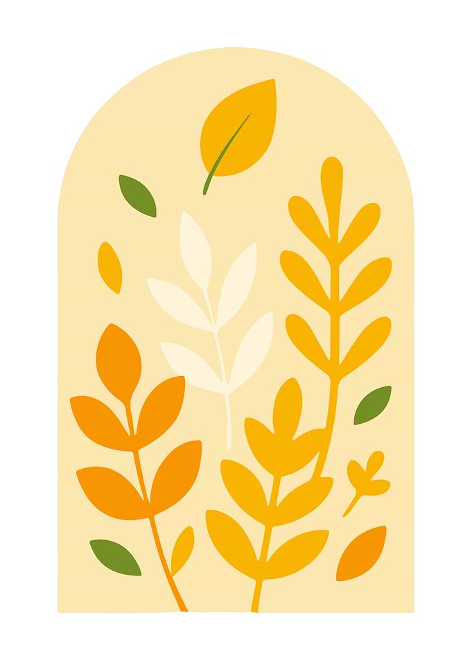 Autumn Leaves Illustration in Arch Shape