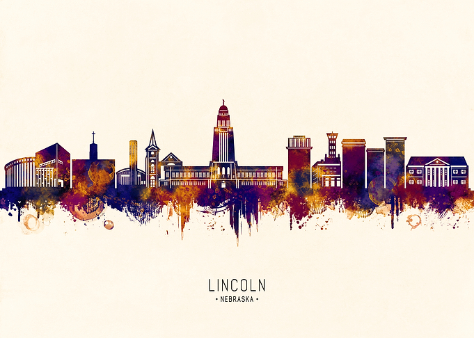 Lincoln Nebraska Skyline Watercolor