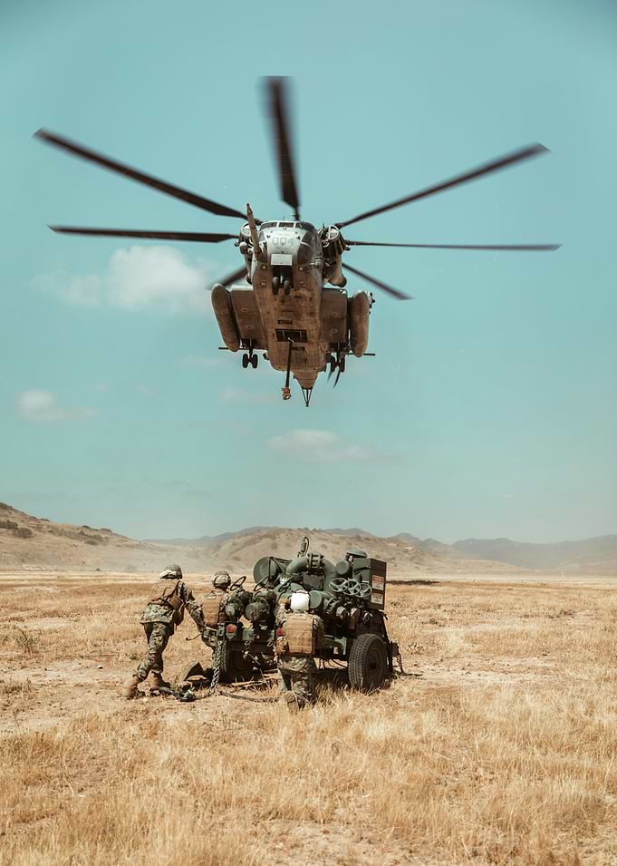 Military Helicopter and Ground Crew