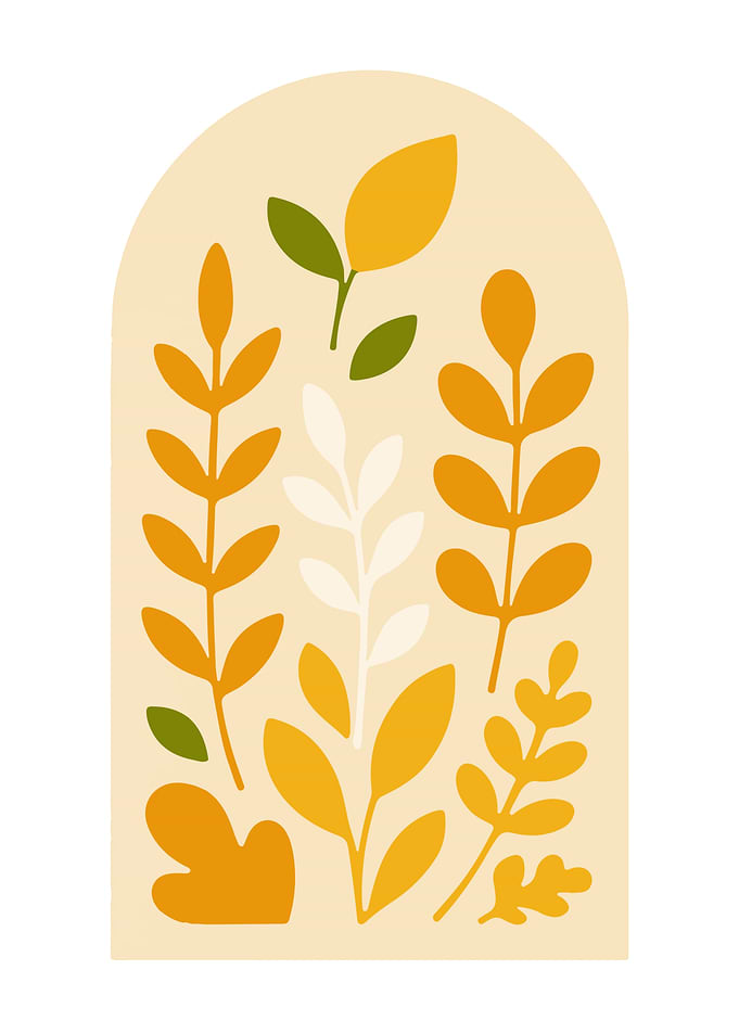 Abstract Botanical Illustration in Arch Shape