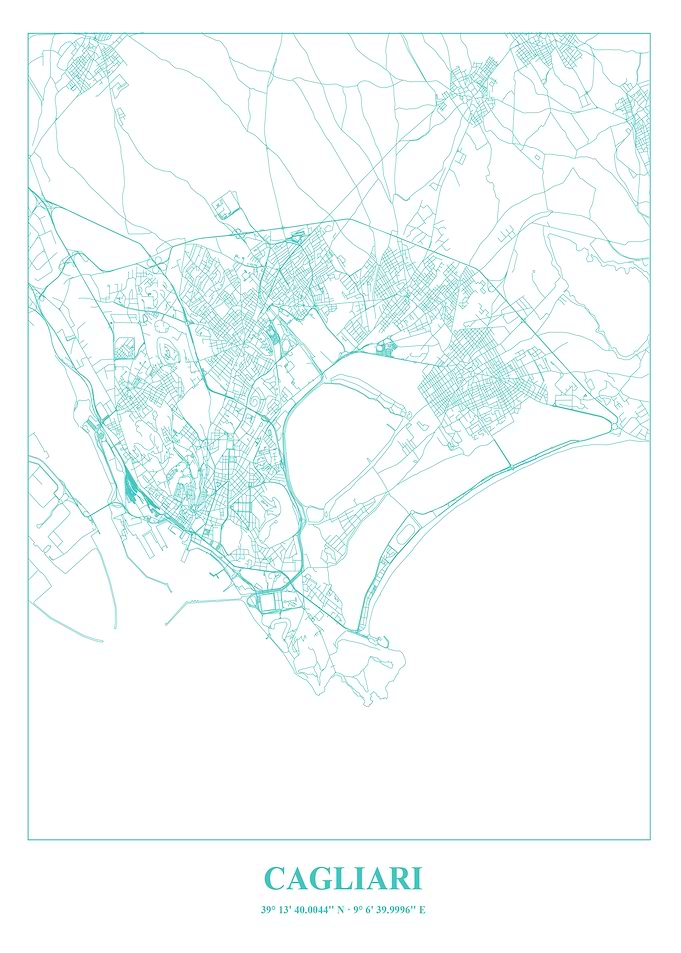 Cagliari City Map - Minimalist Design