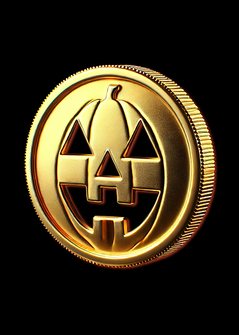 Golden Halloween Pumpkin Cyber Currency Coin