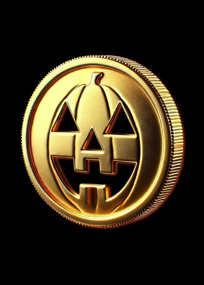 Golden Halloween Pumpkin Cyber Currency Coin