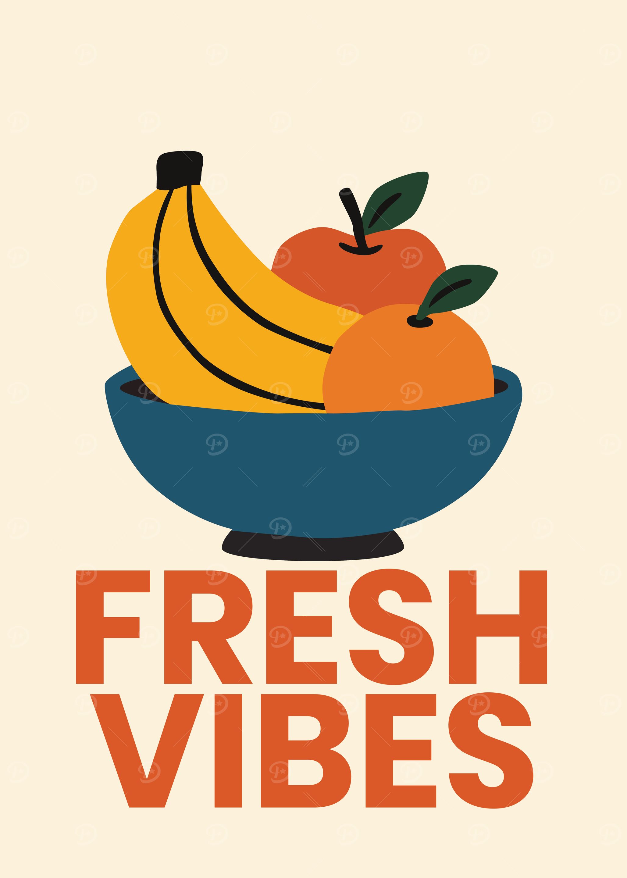 Fresh Vibes Fruit Bowl Illustration