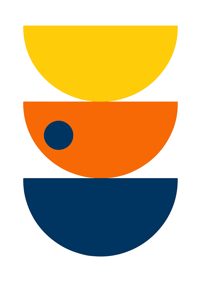 Abstract Geometric Shapes in Yellow, Orange, Blue