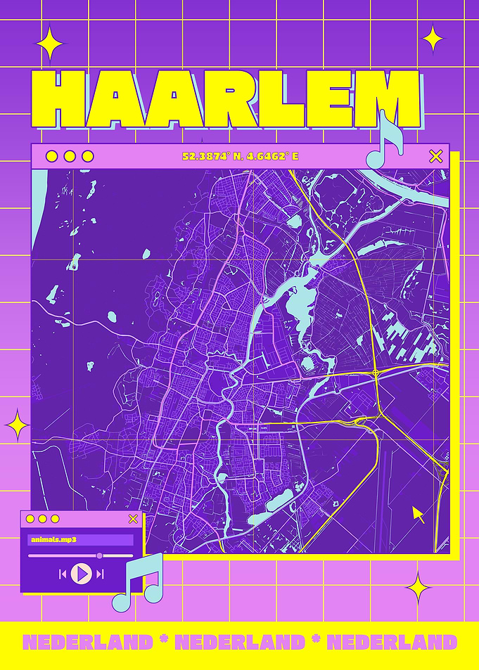 Haarlem Map Art - Retro Style
