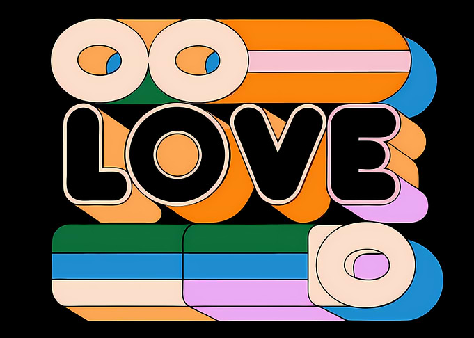Retro Love Typography Art