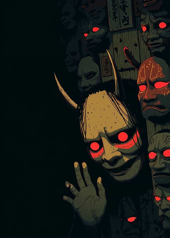 Japanese Oni Mask Illustration