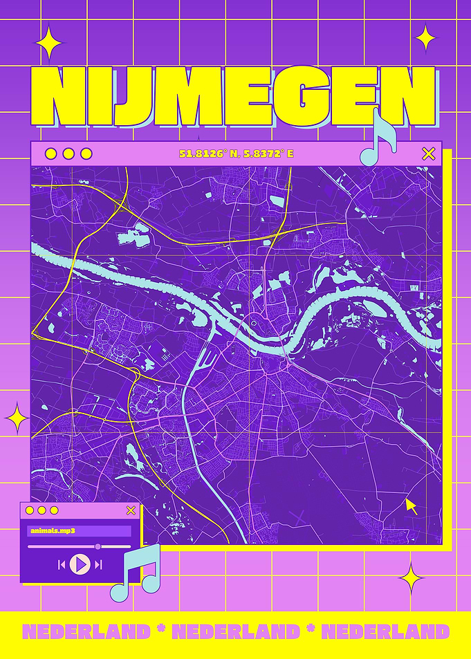 Nijmegen Map Art - Retro Style