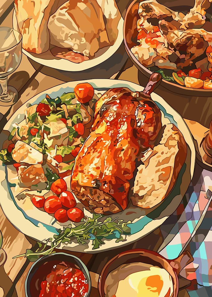 Festive Food Feast Illustration