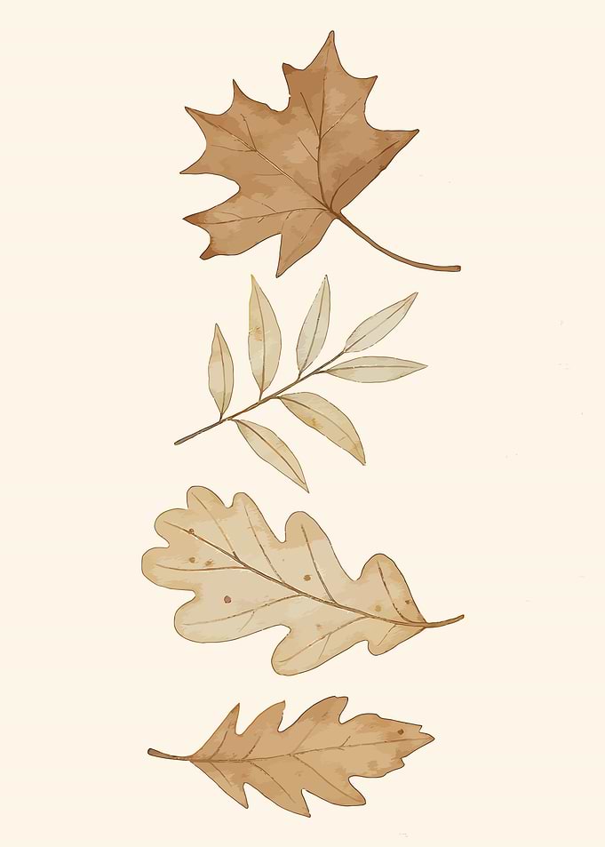 Minimalist Autumn Leaves | Botanical Watercolor Wall Art