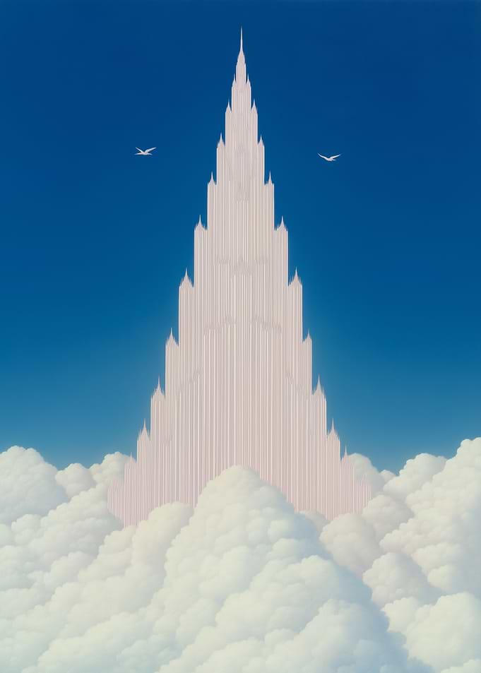 A celestial palace floating above the clouds