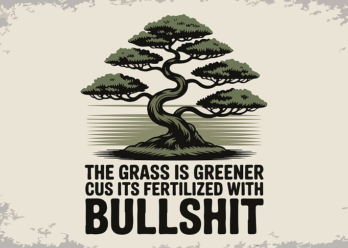 Humorous Bonsai Tree with Text