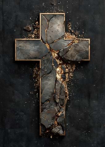 Cracked Stone Christian Cross