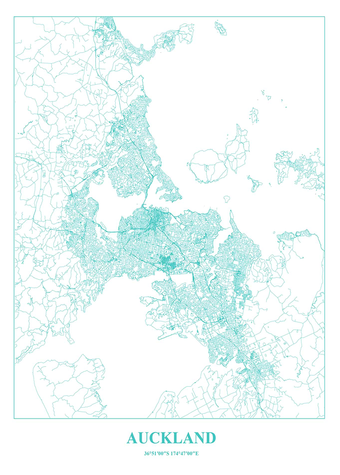 Auckland City Map - Minimalist Design