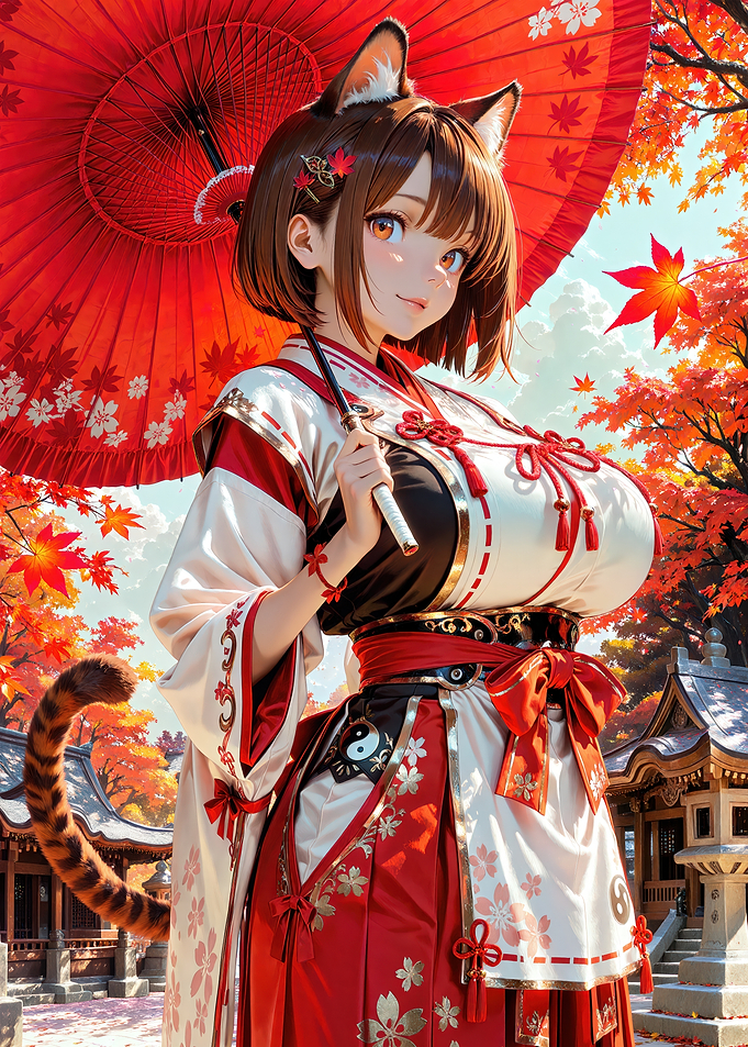 Anime Girl with Fox Ears and Tail