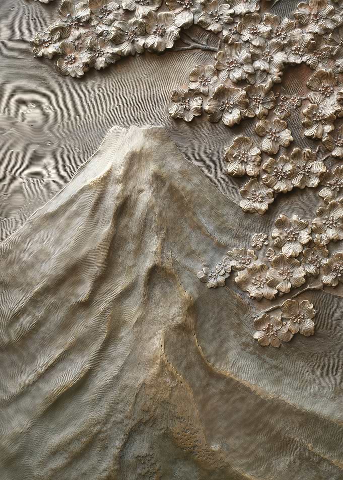 Mount Fuji and Cherry Blossoms Relief