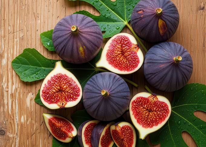 Fresh Figs on Wooden Surface
