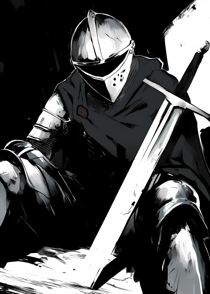 Monochrome Knight with Sword