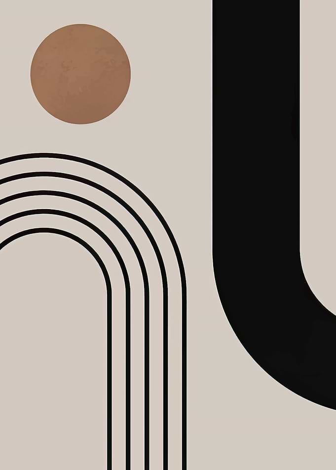 Abstract Geometric Art with Arches and Circle