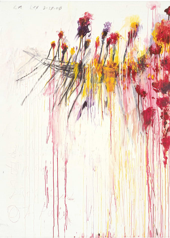 Abstract Floral Painting with Dripping Paint, cy twombly paintings