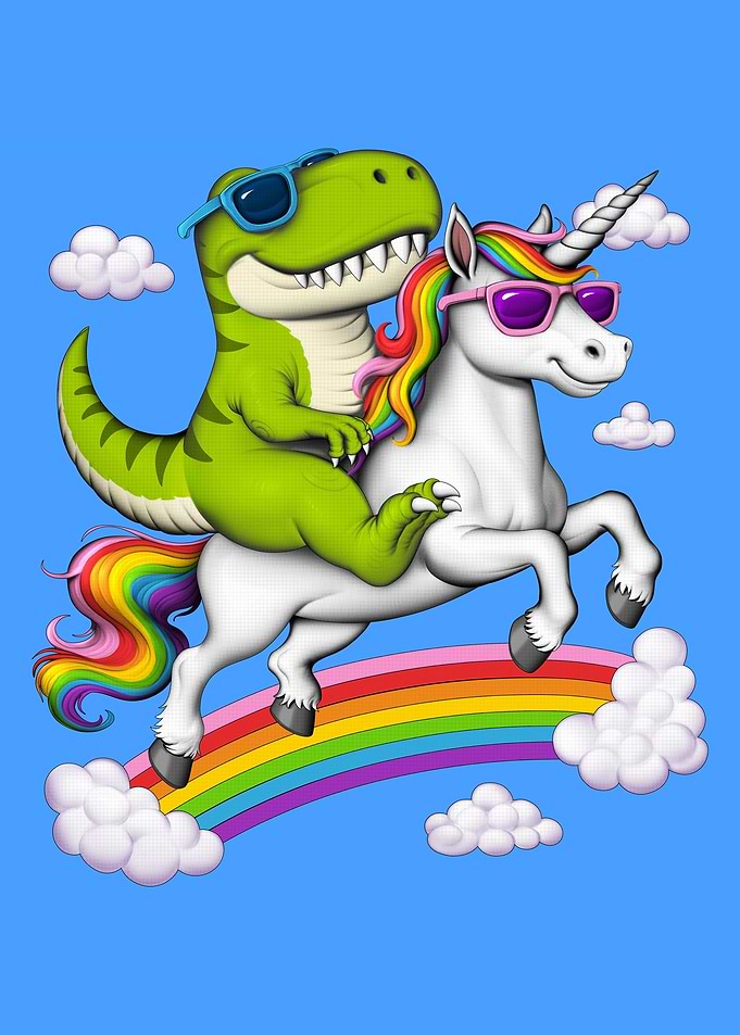T-Rex Dinosaur Riding Unicorn