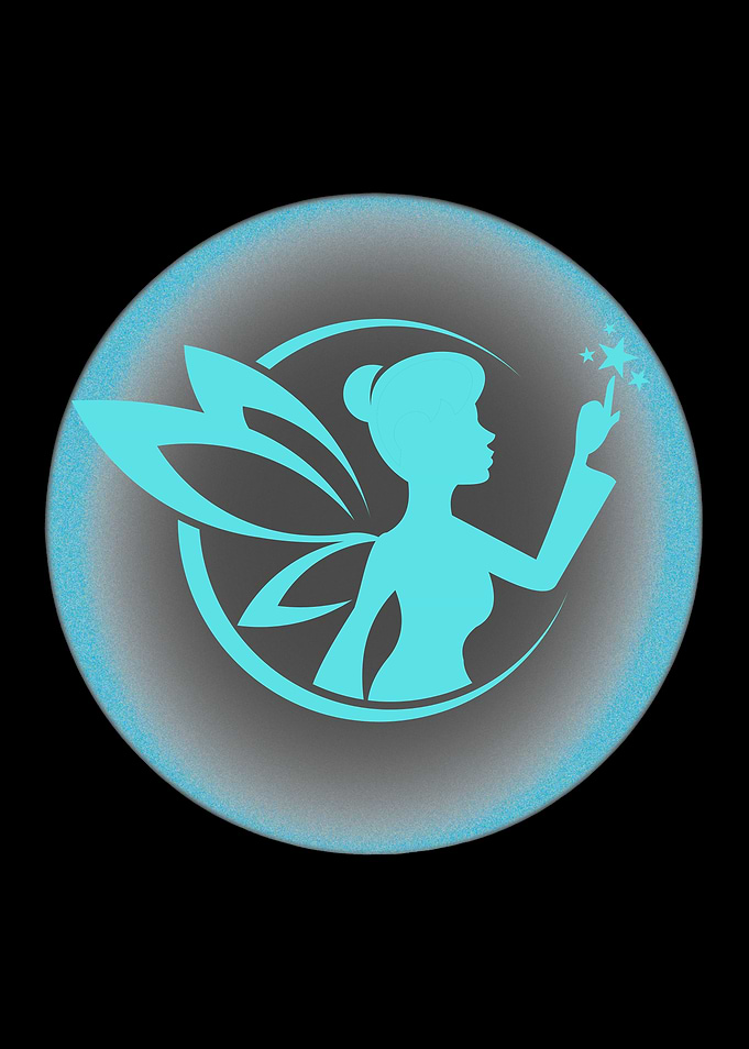 Turquoise Fairy Silhouette in Circle