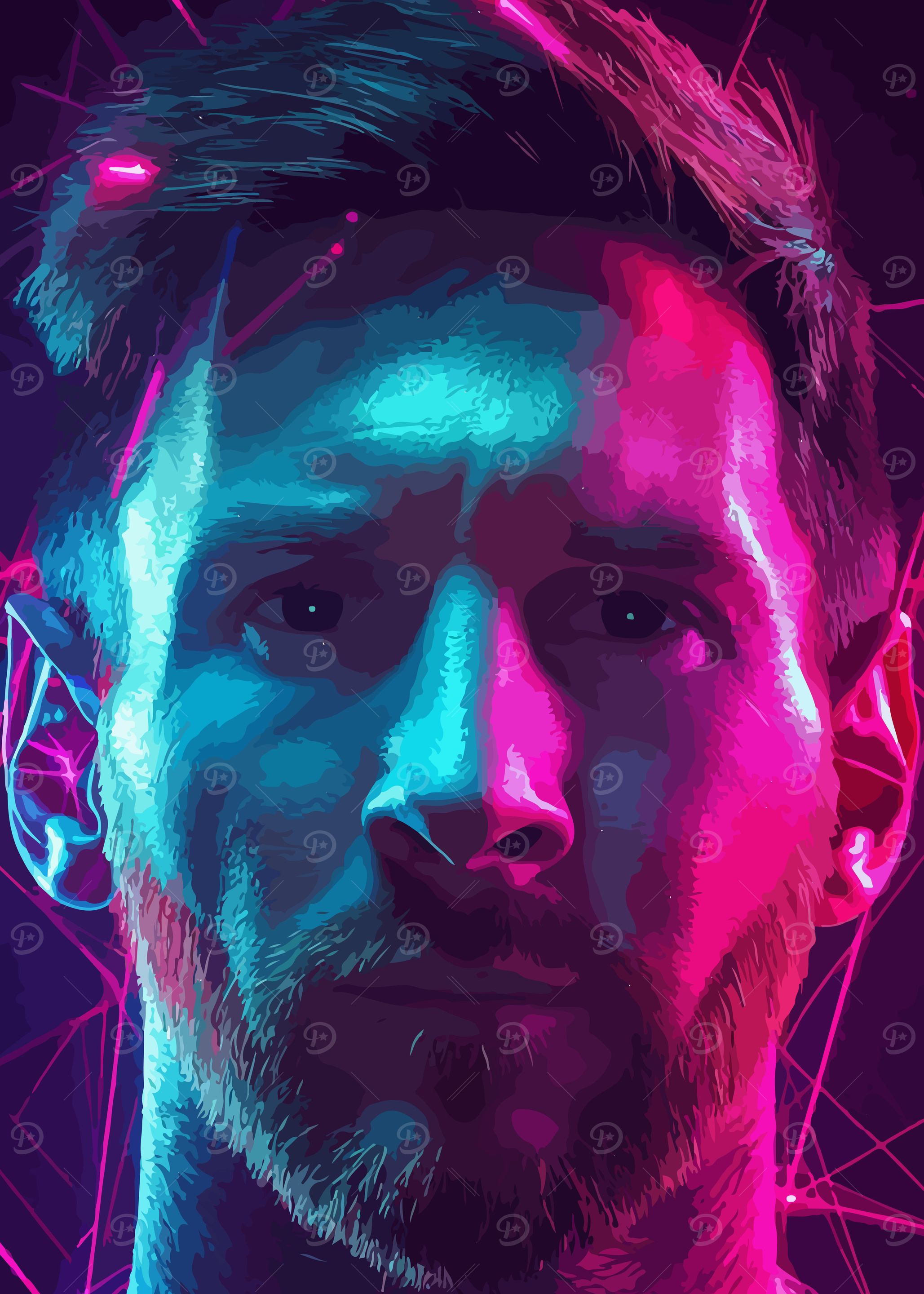 Lionel Messi Neon Portrait