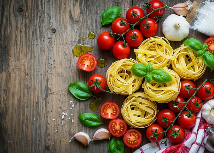 Pasta Ingredients on Wooden Surface