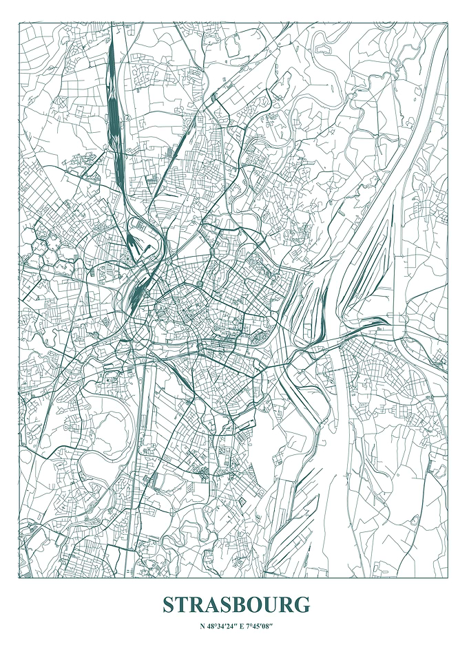 Strasbourg City Map - Minimalist Design