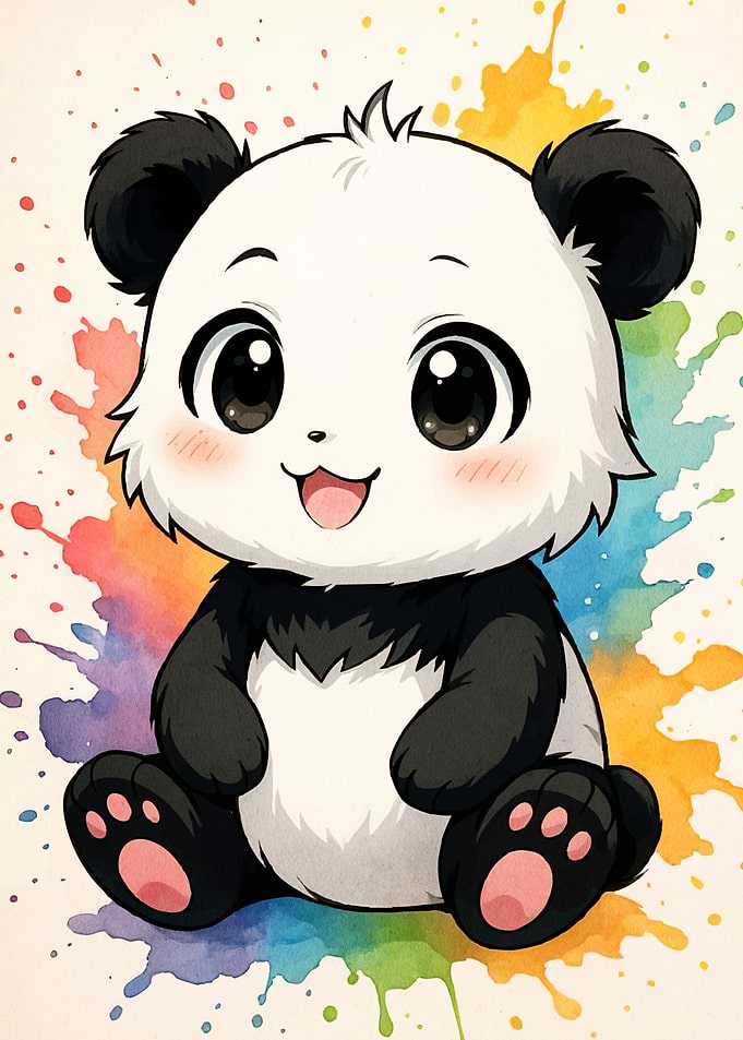 Panda Watercolor Splashes