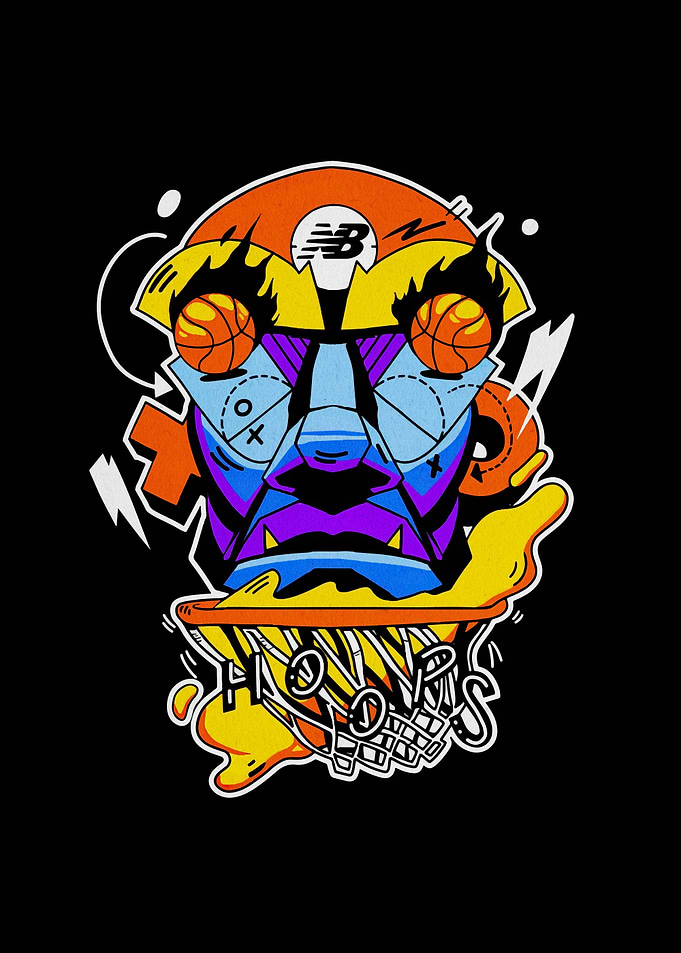 Abstract Basketball Art with New Balance Logo