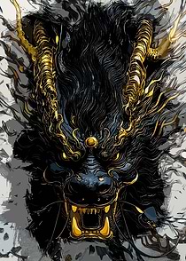 Black and Gold Dragon Illustration