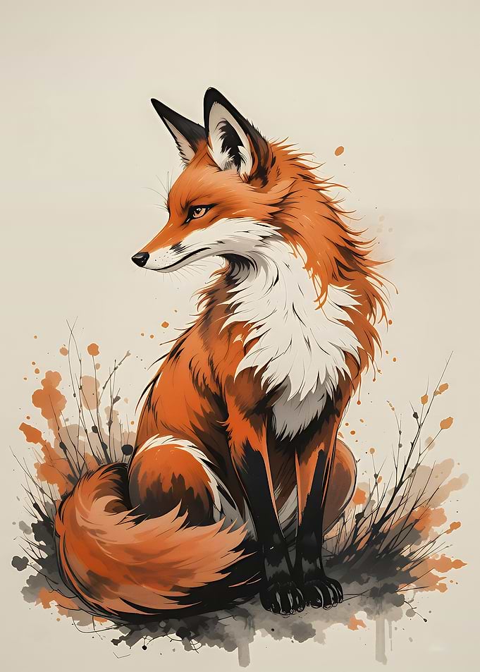 Fox Portrait Painted