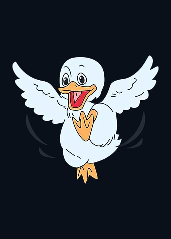 Cartoon Duck with Open Wings